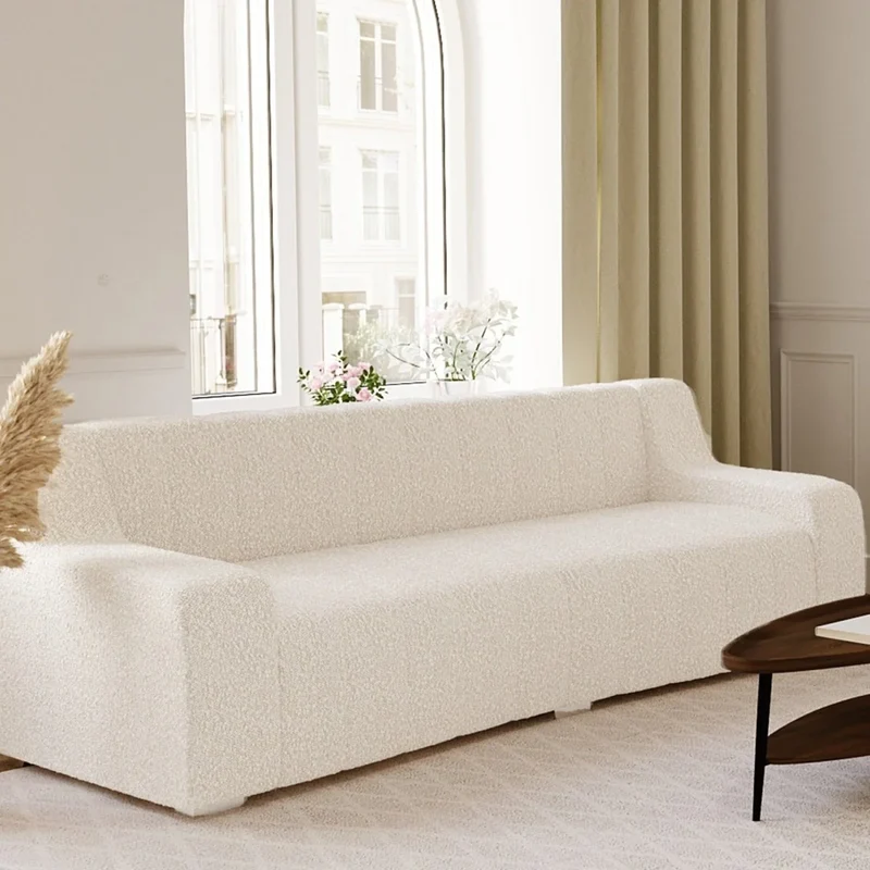 Canap blanc tissu bouclette Garance