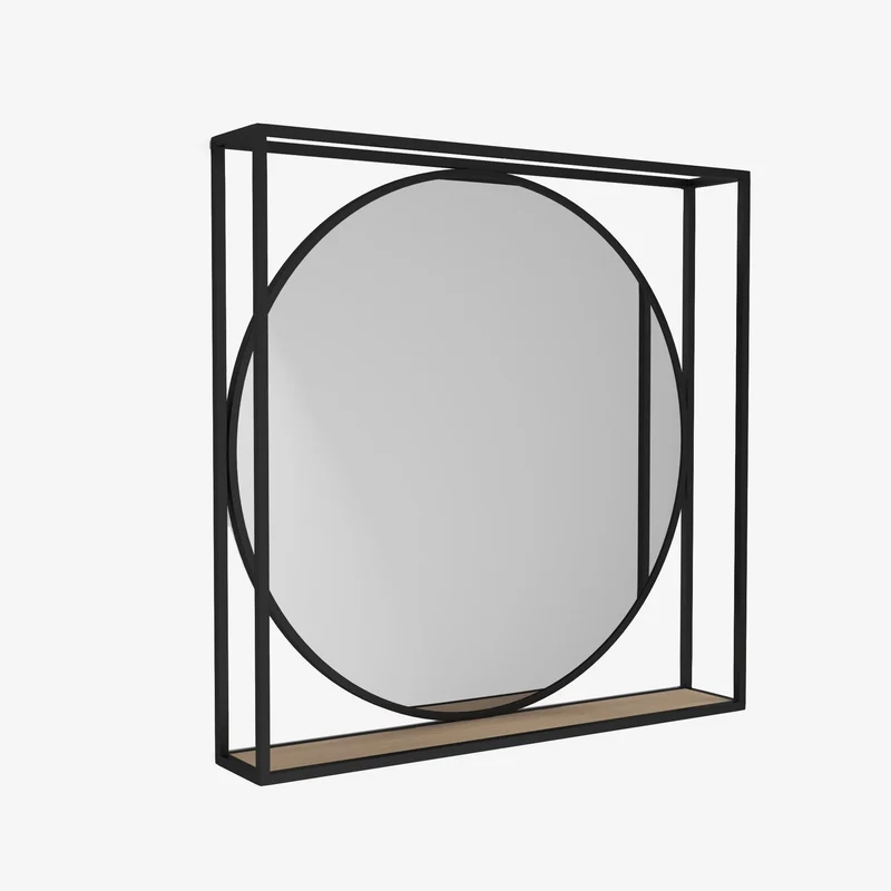 Miroir à formes géométriques en métal noir