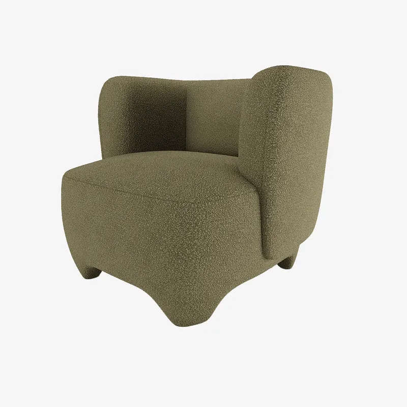 NOA - Fauteuil en laine boucl e vert kaki