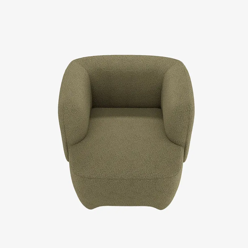 NOA - Fauteuil en laine boucl e vert kaki