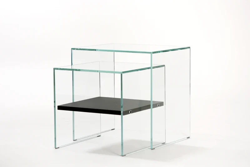 Set Zen 3 | 2 Tables Gigognes Verre Trempé et Bois — Adentro Studio