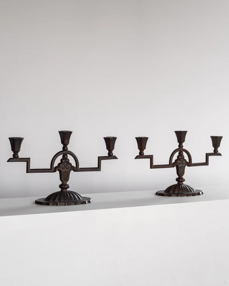 Art Deco Bronze Candelabras, 1930s