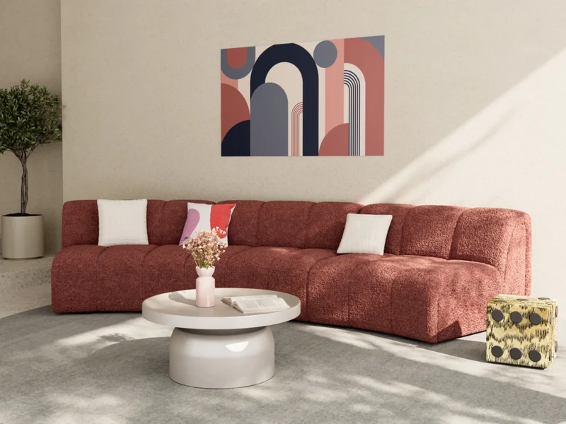 Canap modulable en tissu bouclette rose H l ne
