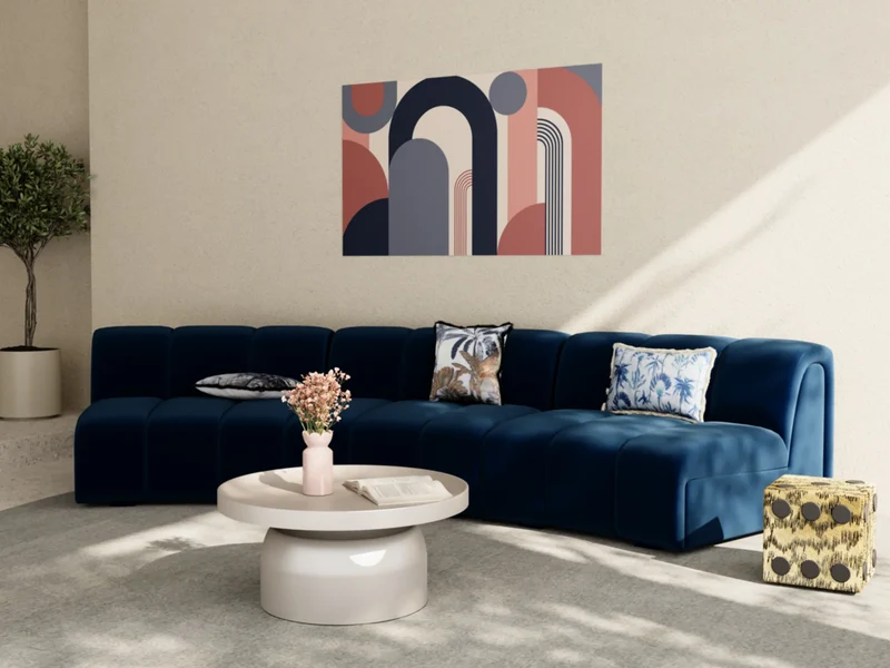Canap modulable en velours bleu marine H l ne
