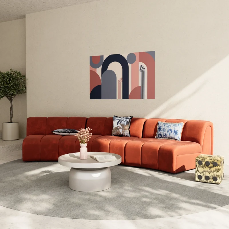 Canap modulable en velours ocre H l ne