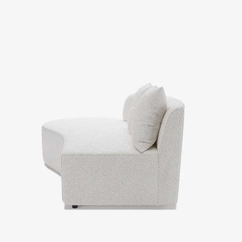 Canap sectionnel incurv 3-4 places en tissu boucl blanc Alba