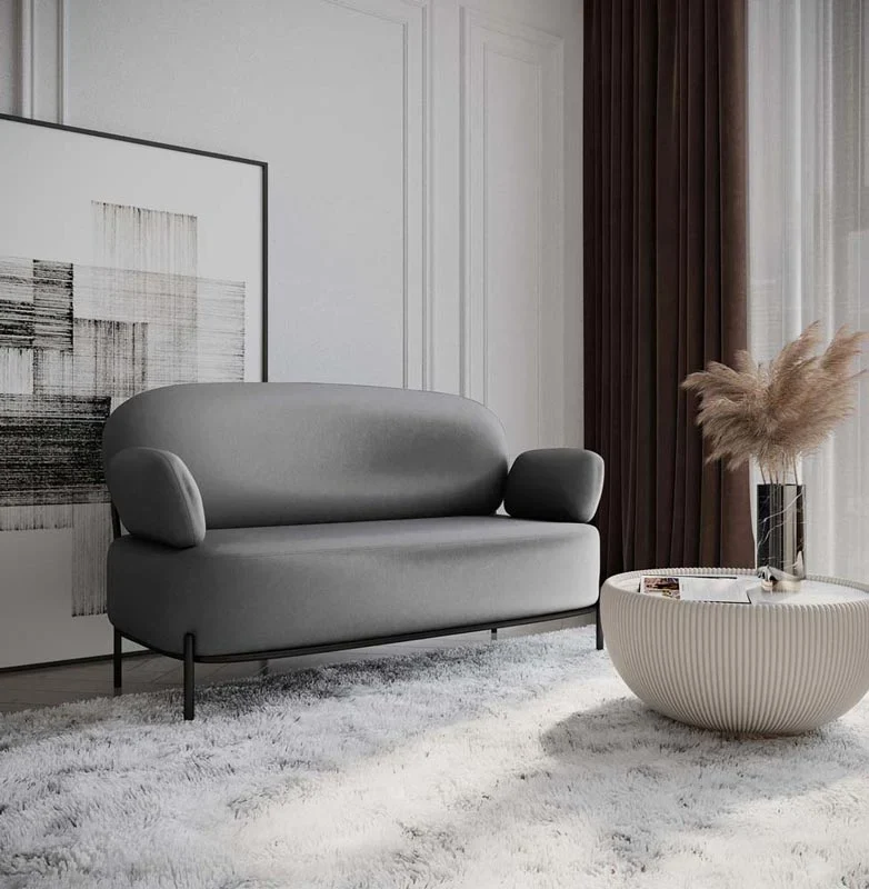 Canapé 2 places design en tissu gris foncé