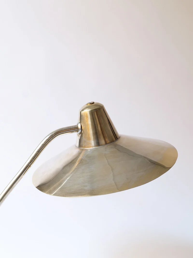 Art Deco Silver Brass Desk Lamp