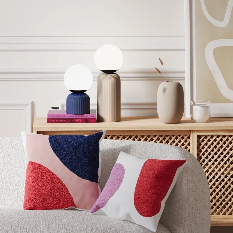 Lampe poser en c ramique et globe en verre