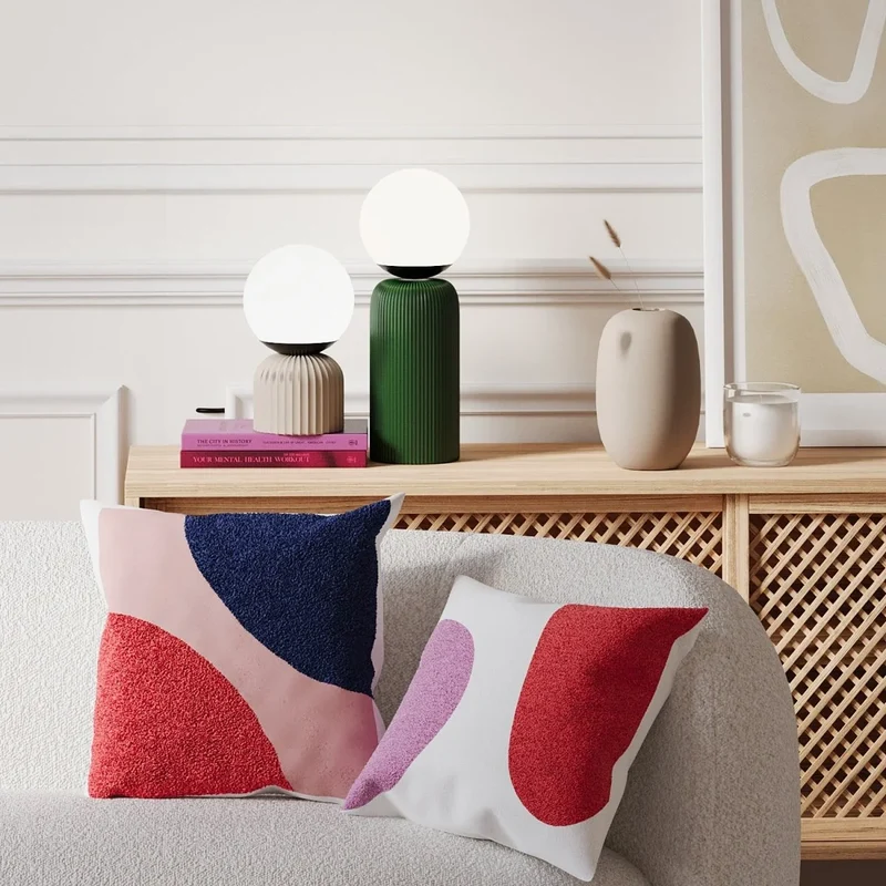 Lampe poser en c ramique et globe en verre