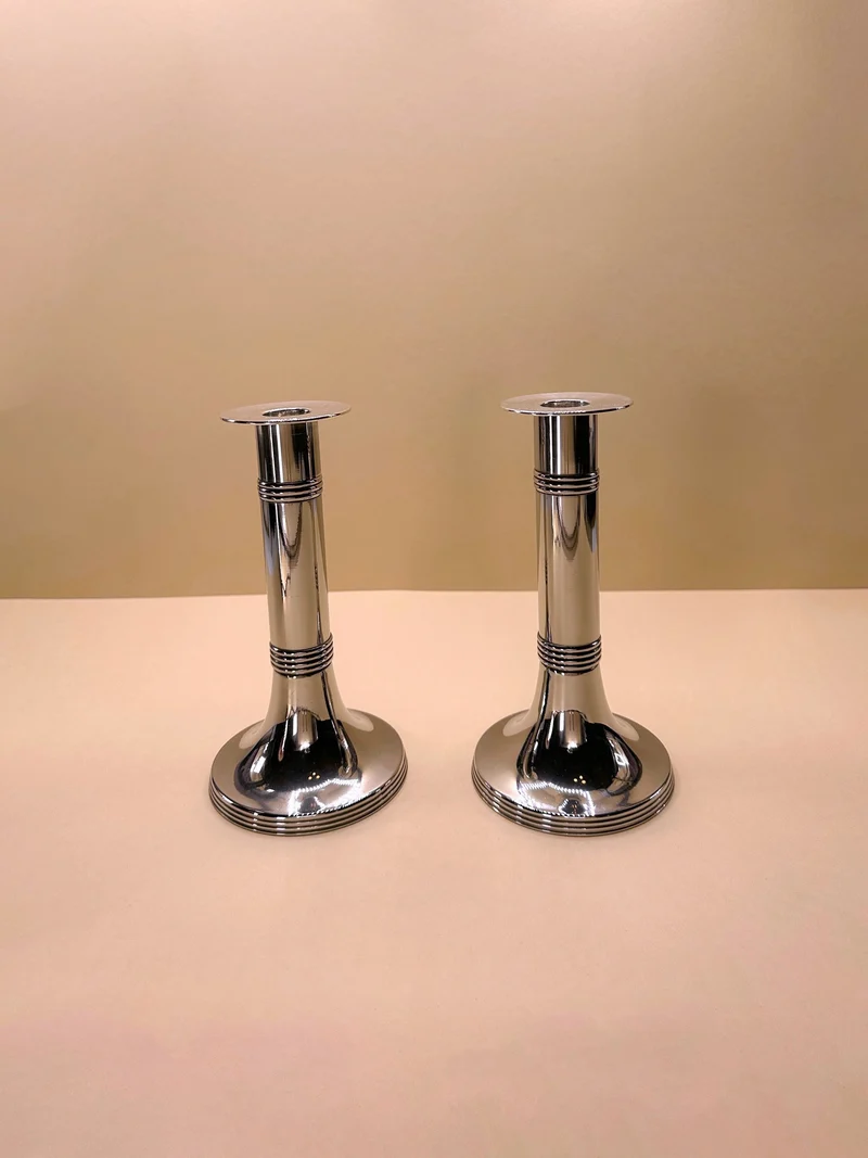 Pair of Silver-Plated Candlesticks by Gunther Lambert