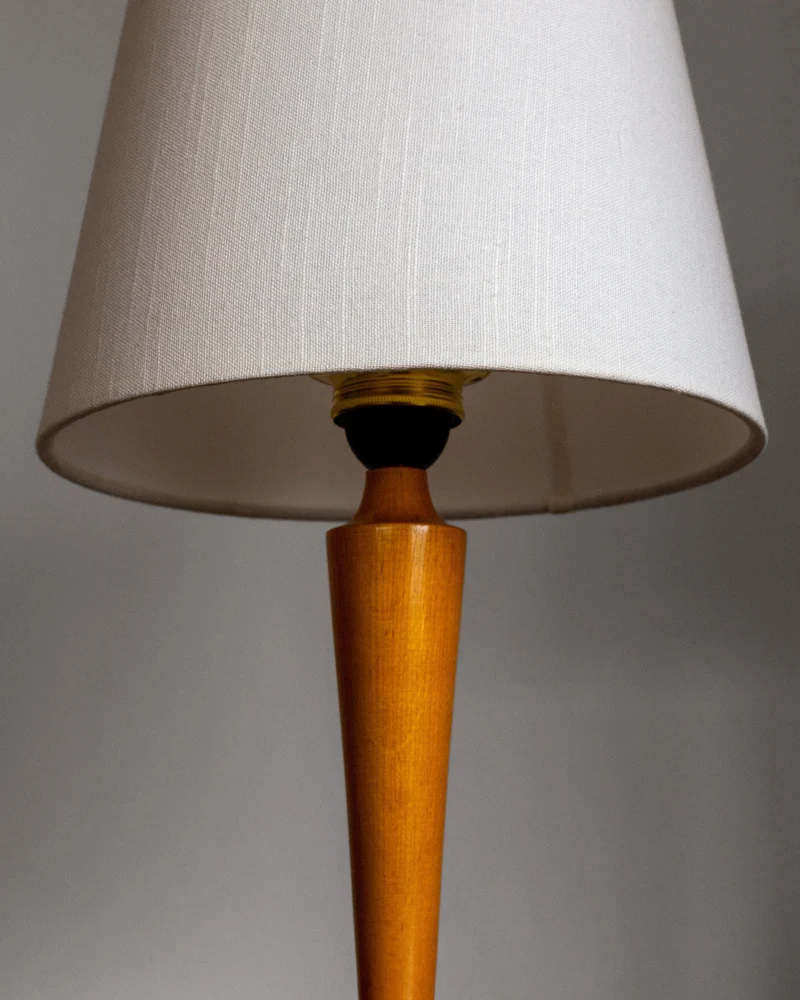 Vintage 1930s Swedish Birch Wood Table Lamp