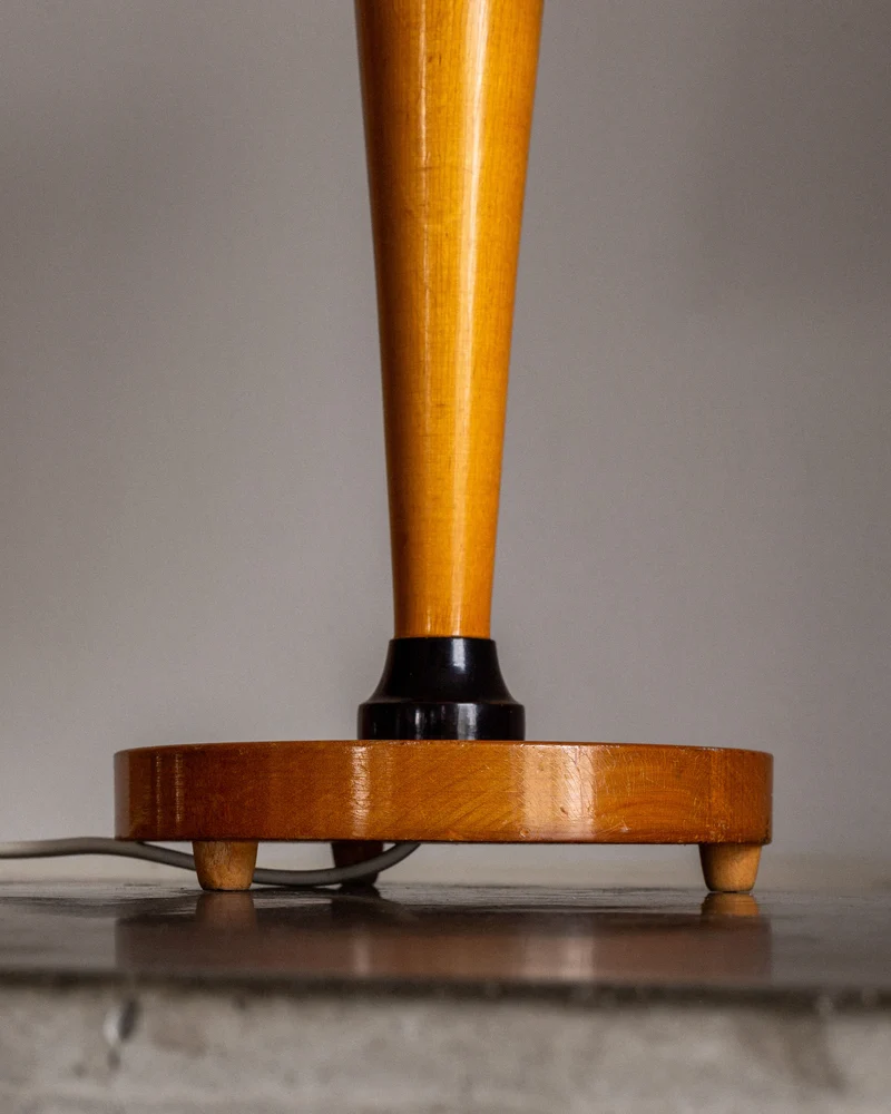 Vintage 1930s Swedish Birch Wood Table Lamp
