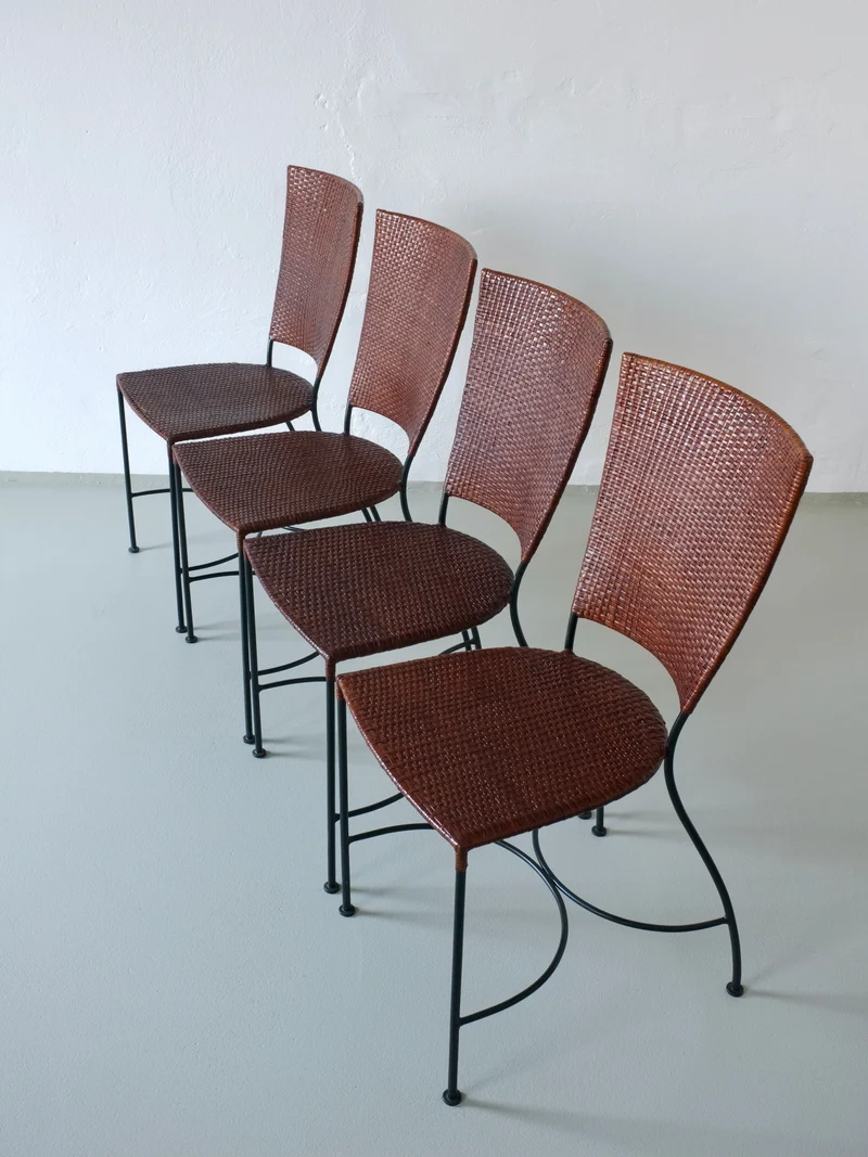 4 Wrought Iron Chairs, Belgium 80s