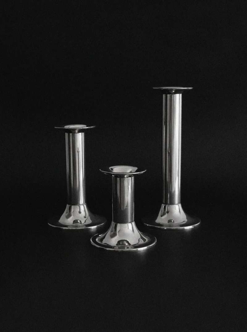 Set Of 3 Vintage Silver Plated Candle Holders