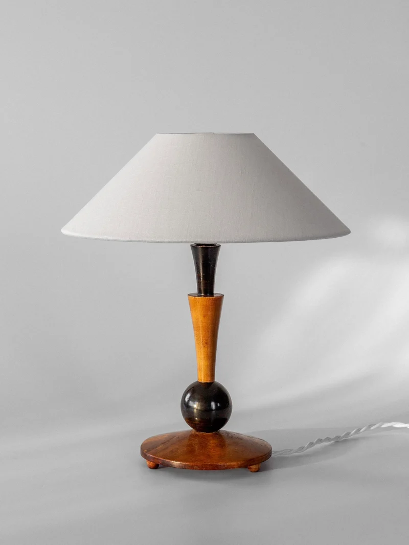 Art Deco Wooden Table Lamp