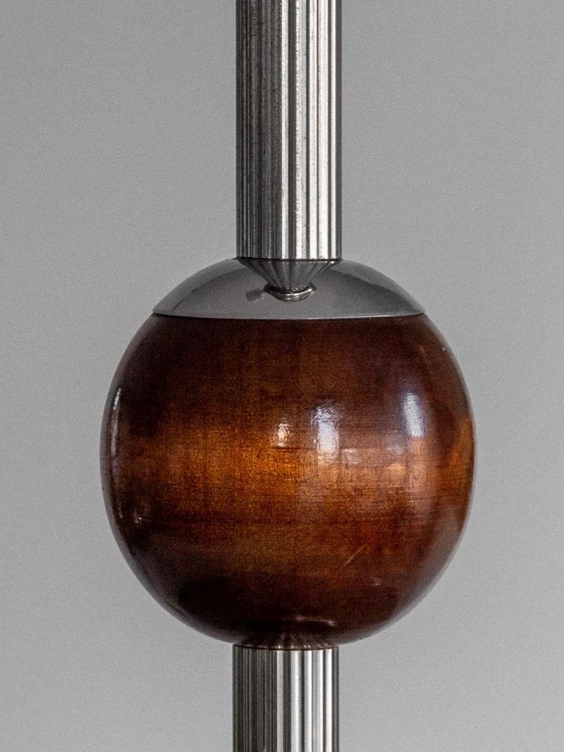 Art Deco Wood & Chrome Table Lamp, 1930s