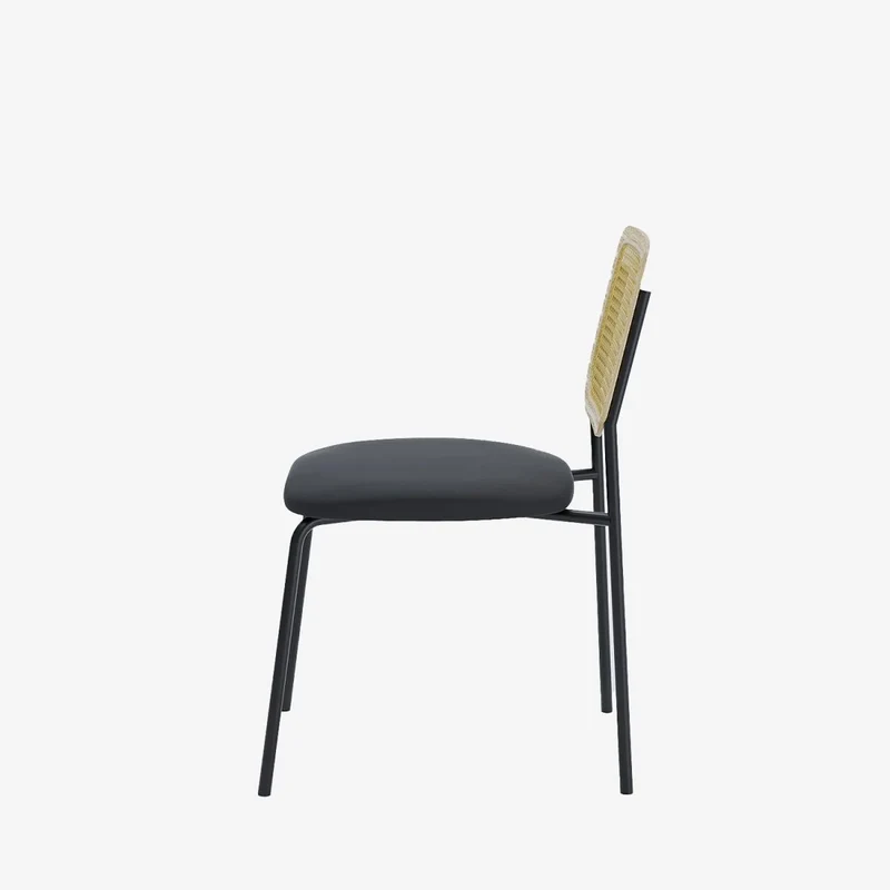 Lot de 2 chaises en rotin et velours noir Juna