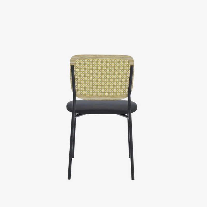 Lot de 2 chaises en rotin et velours noir Juna