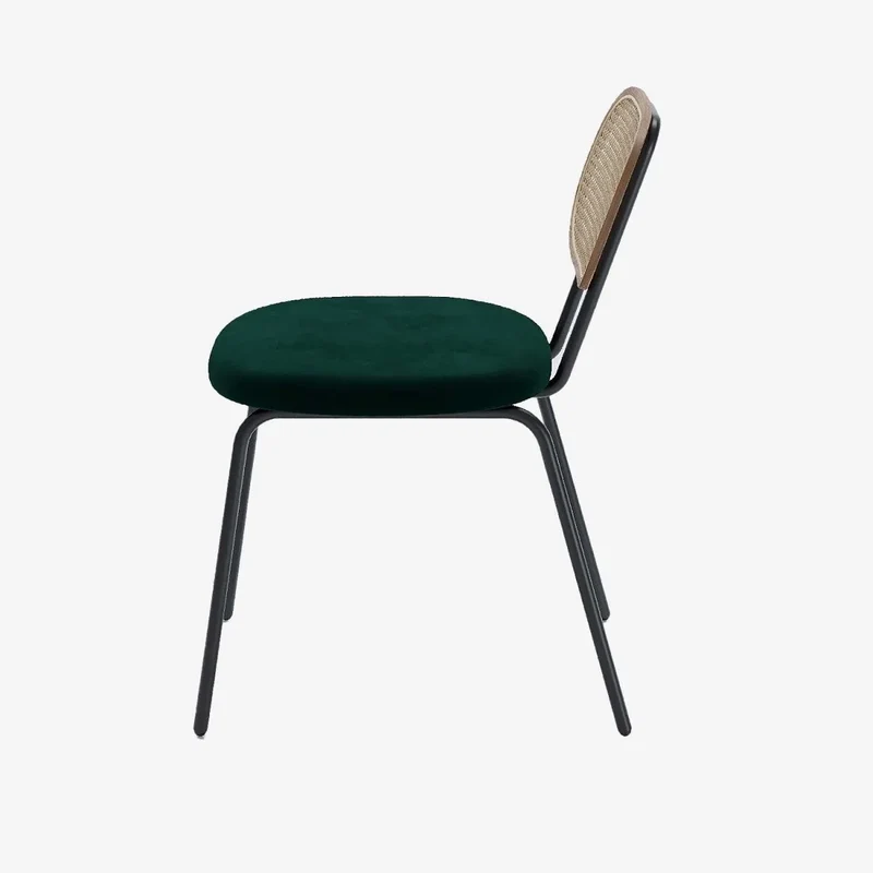 Lot de 2 chaises en rotin et velours vert Gabrielle