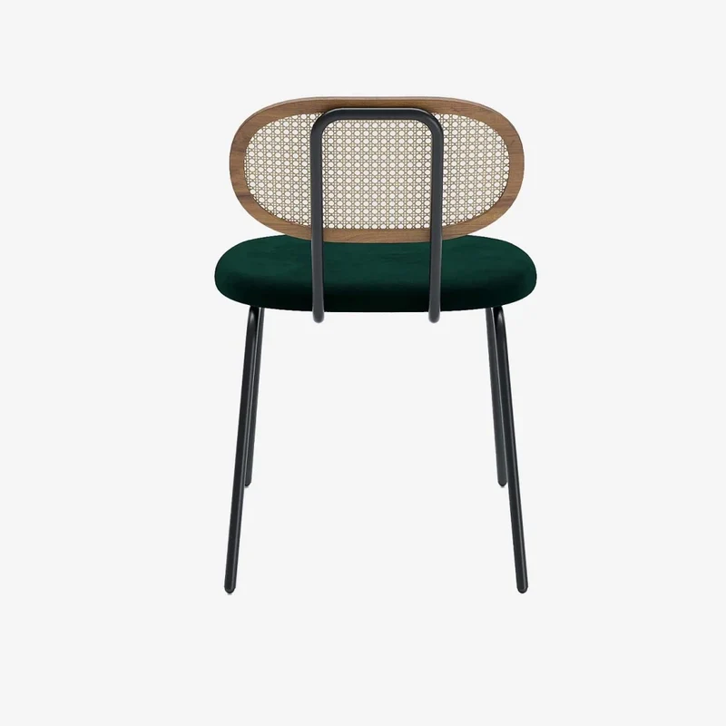 Lot de 2 chaises en rotin et velours vert Gabrielle