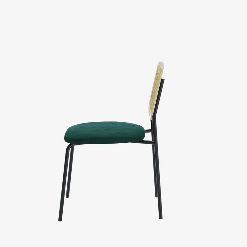 Lot de 2 chaises en rotin et velours vert Juna