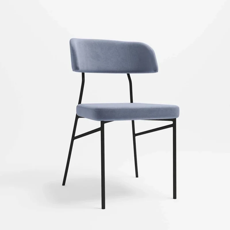 Lot de 2 chaises en velours bleu perle