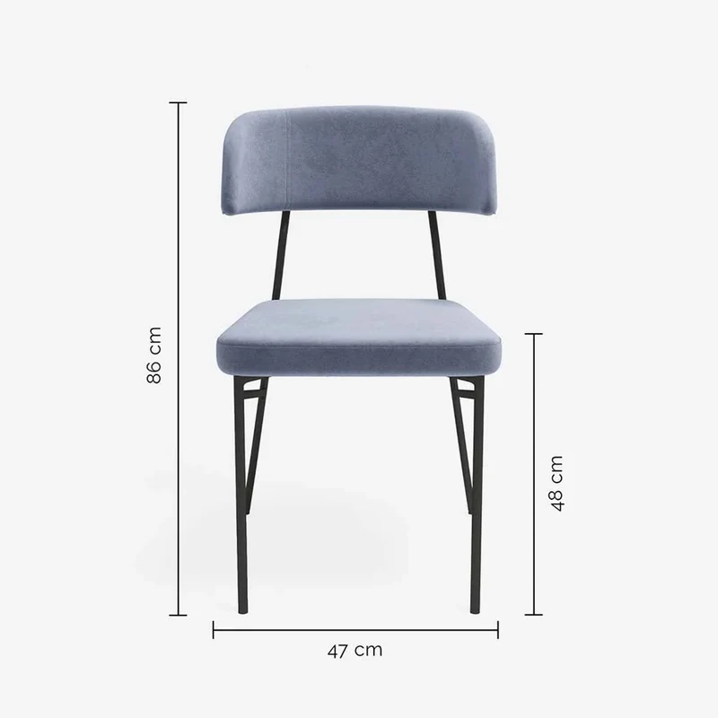 Lot de 2 chaises en velours bleu perle