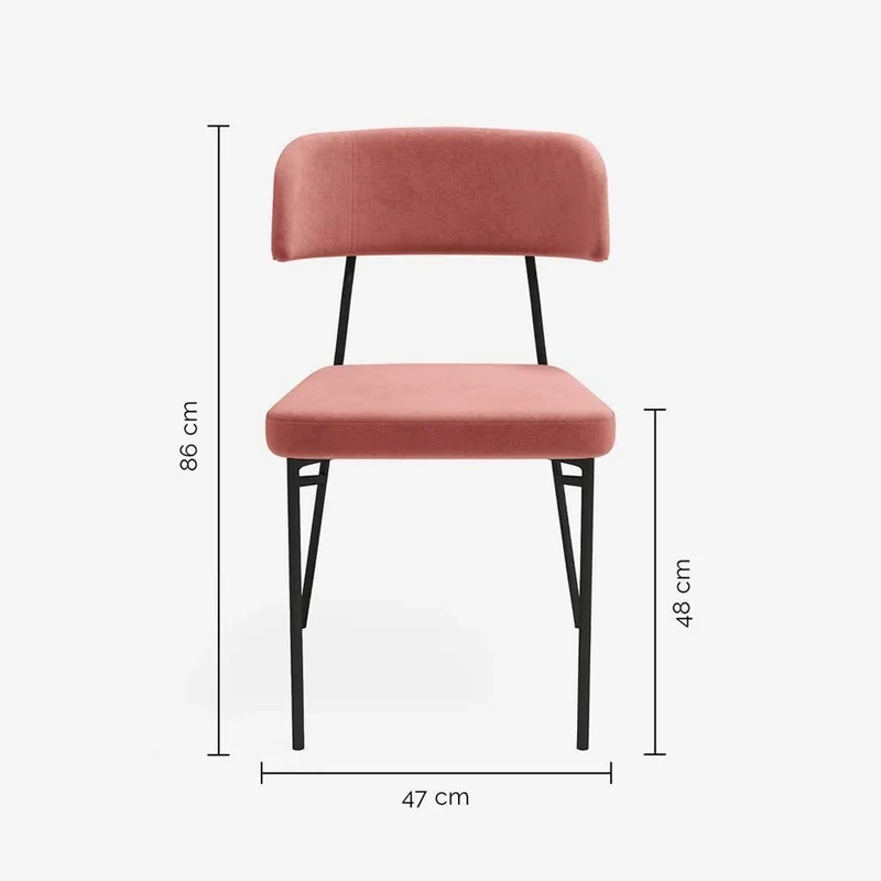 Lot de 2 chaises en velours rose vintage