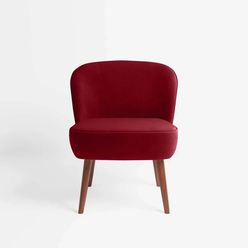 Petit fauteuil de salon en velours bordeaux