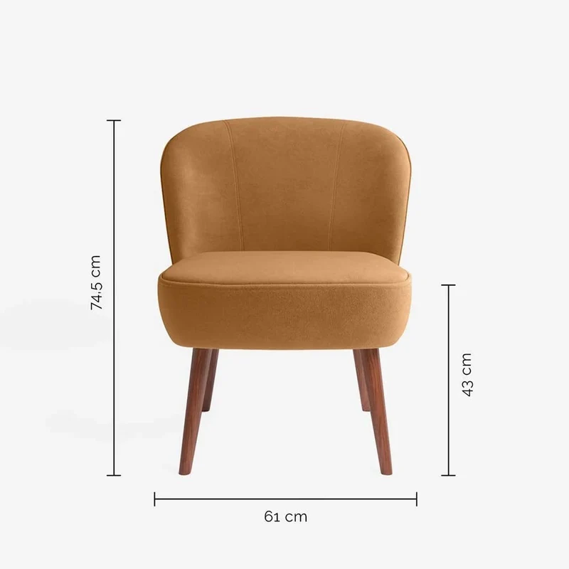 Petit fauteuil de salon en velours camel