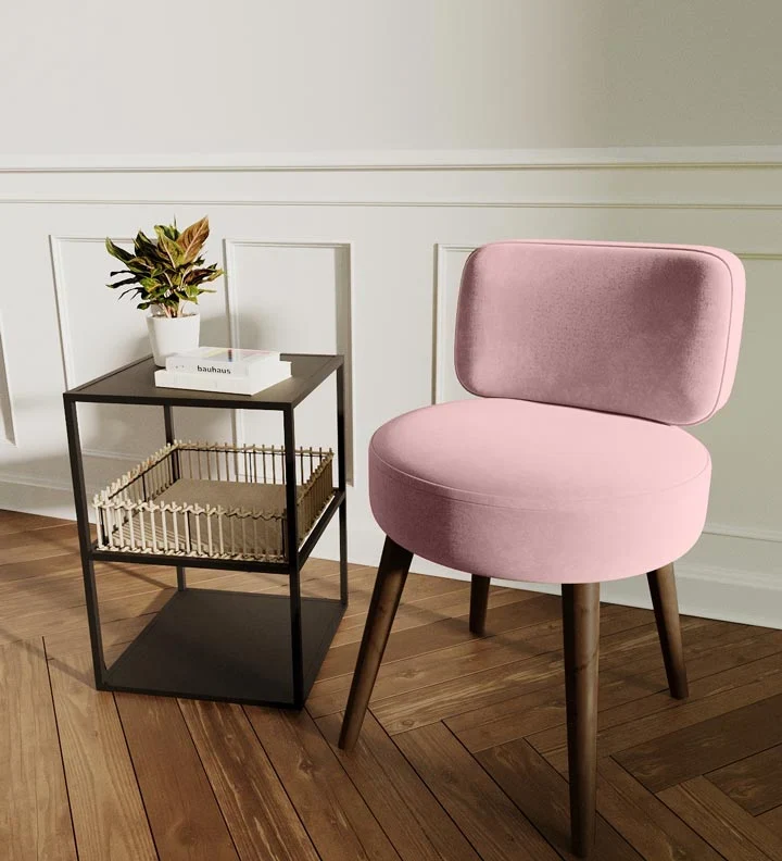 Petit fauteuil en velours rose vintage