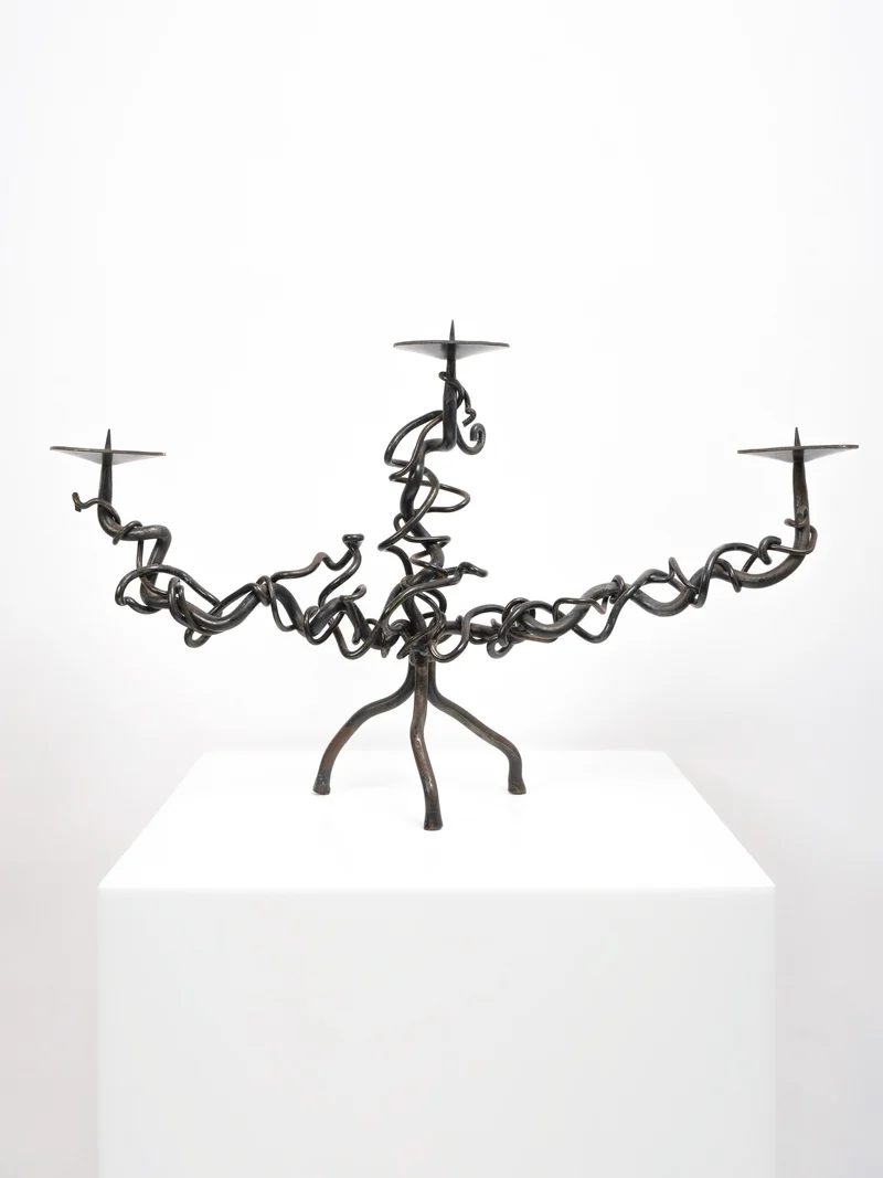 Brutalist Iron Candelabra