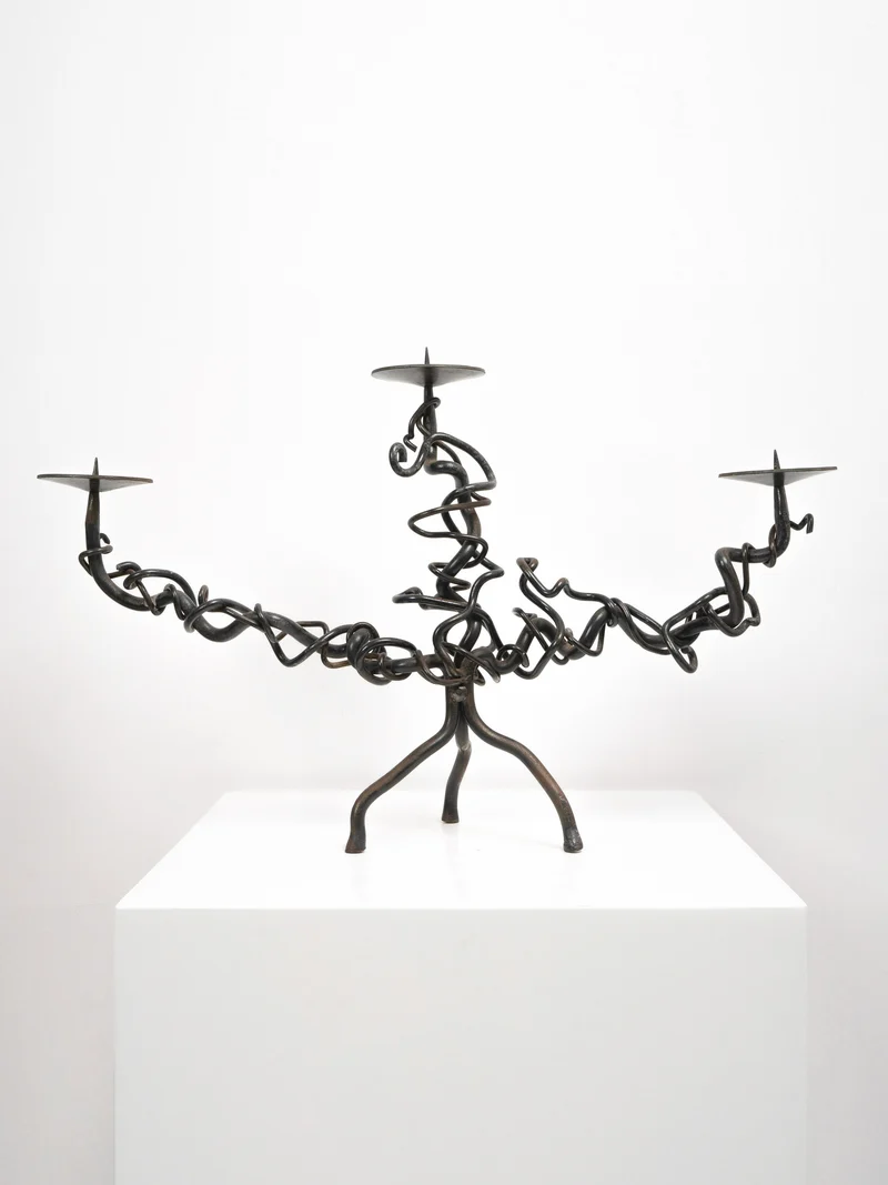 Brutalist Iron Candelabra