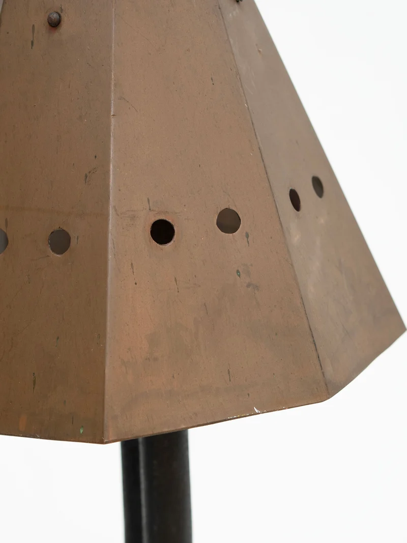 Vintage Brutalist Tole Iron Table Lamp