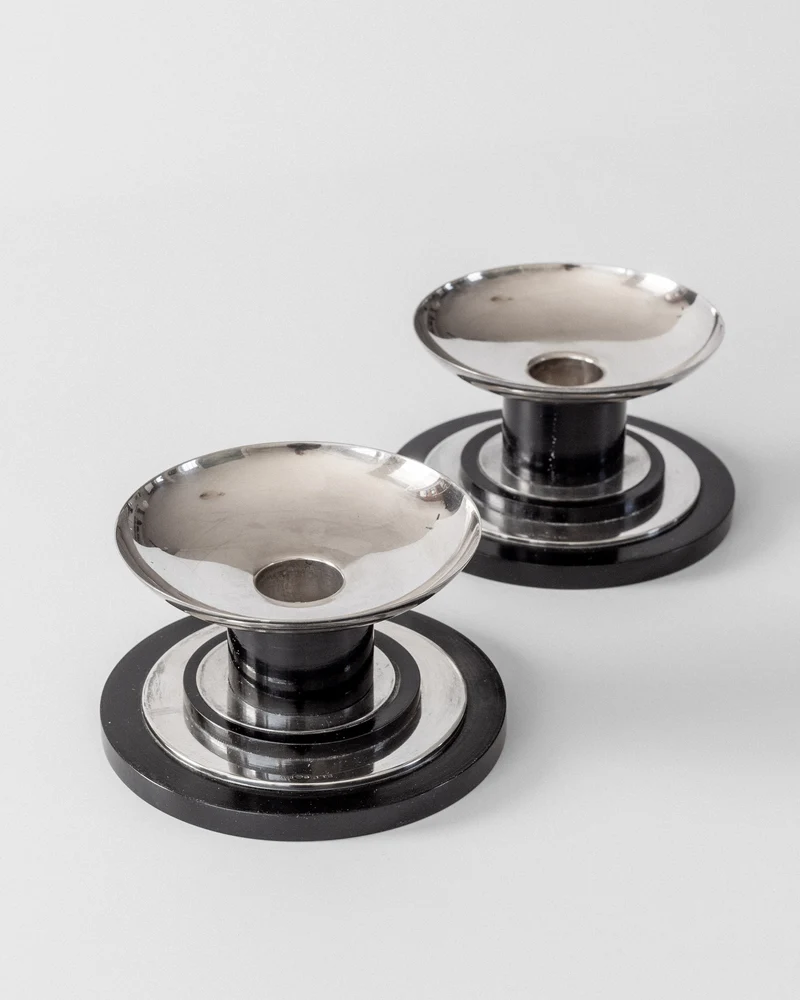 Modernist Sterling Silver Candleholders, 1934