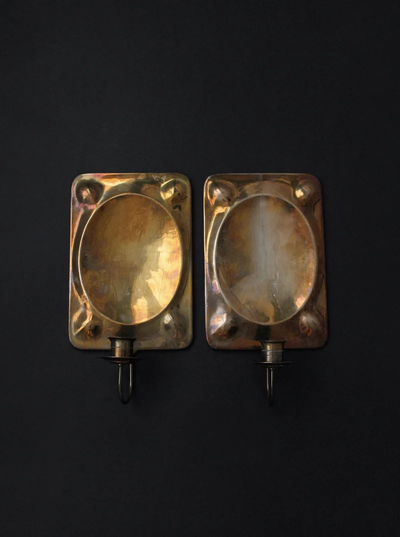 Pair of Brass Wall Candle Sconces