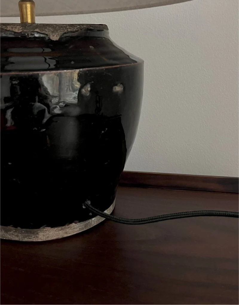 Vintage Antique Glazed Table Lamp