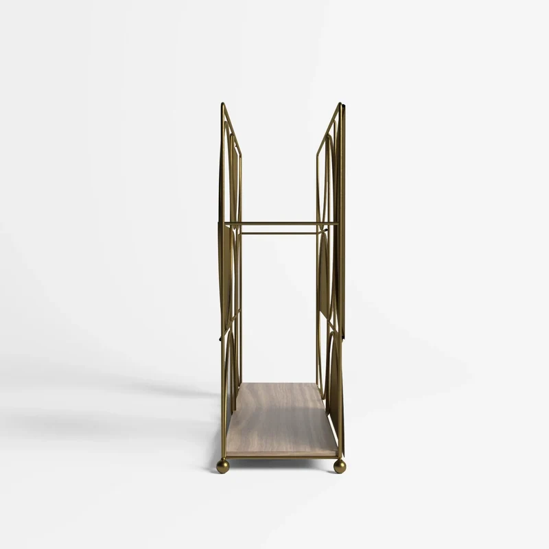 Porte-revues en bois et métal doré