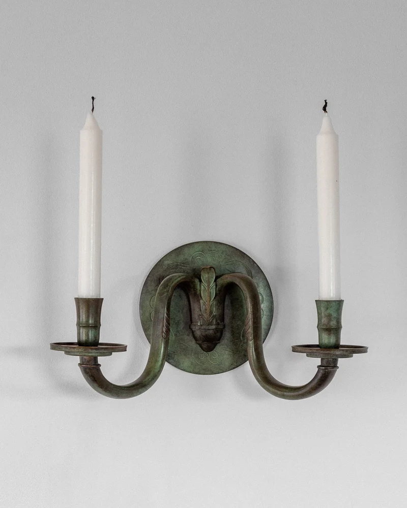 Art Deco Bronze Wall Candle Sconce