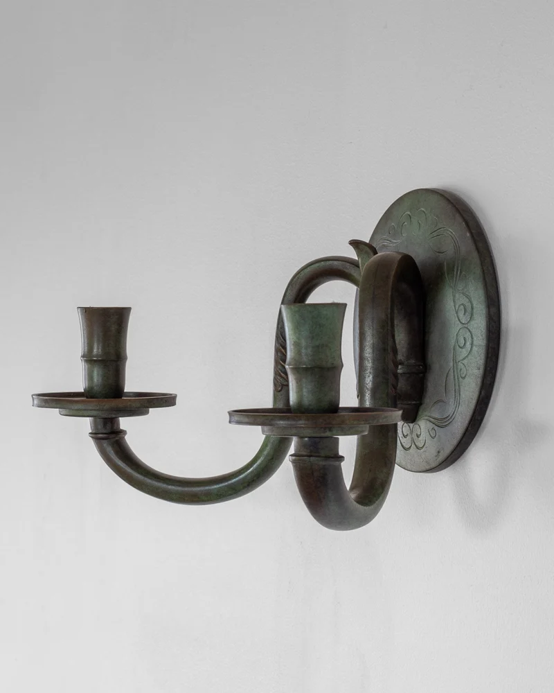 Art Deco Bronze Wall Candle Sconce