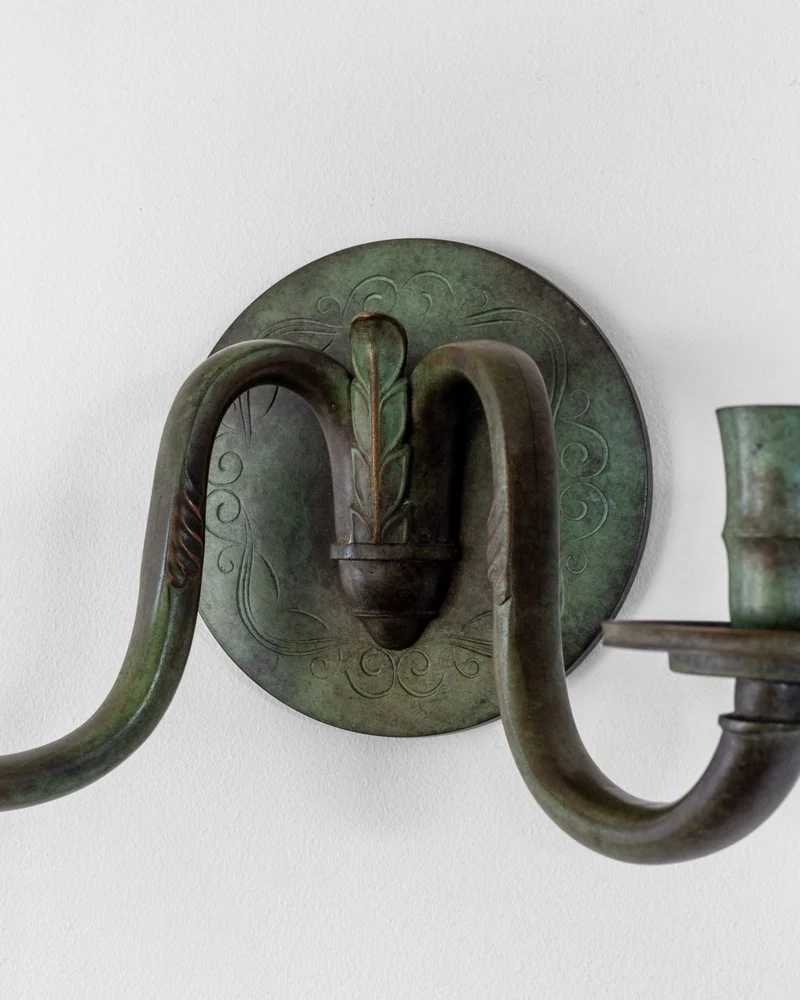 Art Deco Bronze Wall Candle Sconce