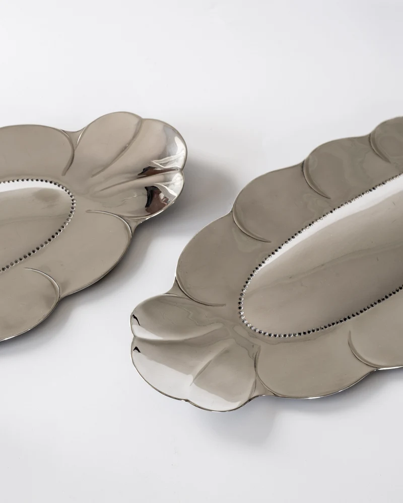 Scalloped Shell Silver Wall Candle Sconces, 1930s