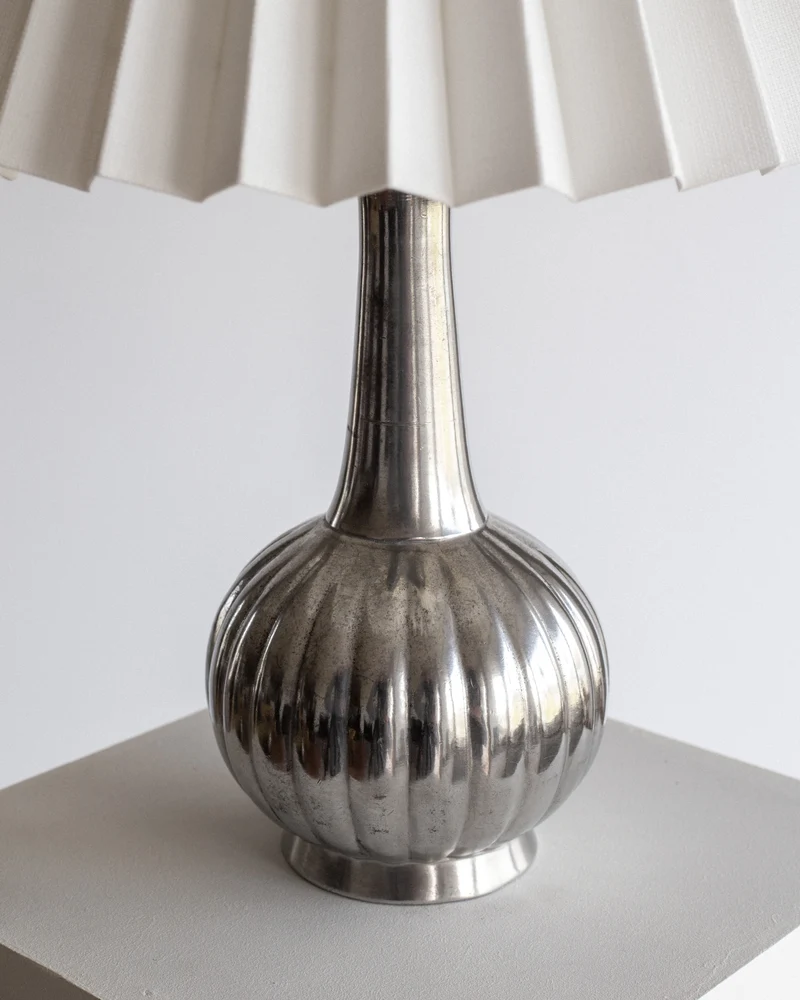 Vintage Art Deco Pewter Table Lamp by Just Andersen, 1930s