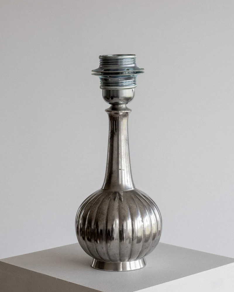 Vintage Art Deco Pewter Table Lamp by Just Andersen, 1930s