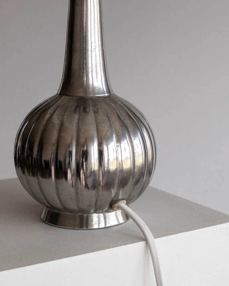 Vintage Art Deco Pewter Table Lamp by Just Andersen, 1930s