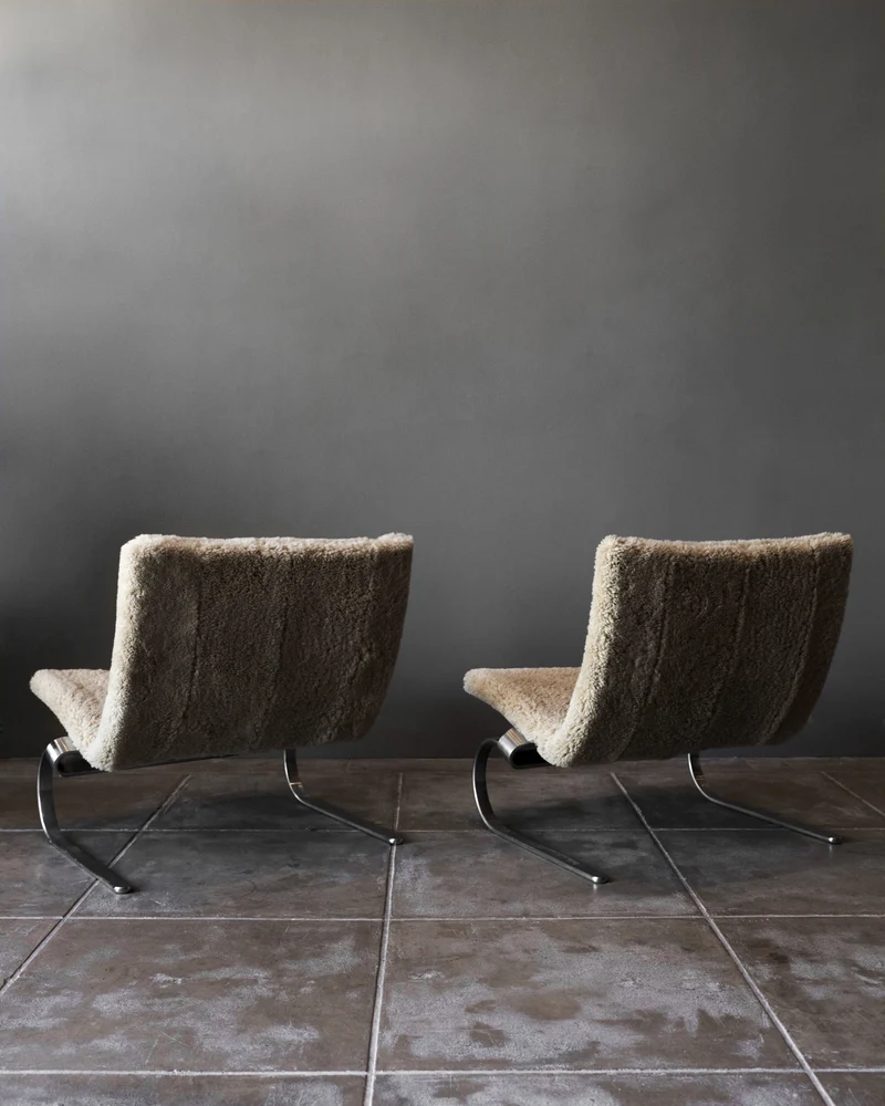 Pair of PK20 Chairs by Poul Kjaerholm in Shearling