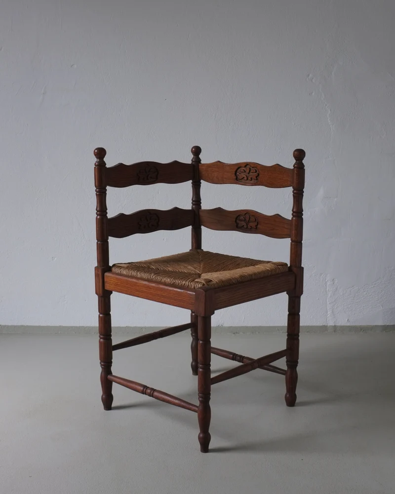 Carved Oak Corner Chair, 1950s