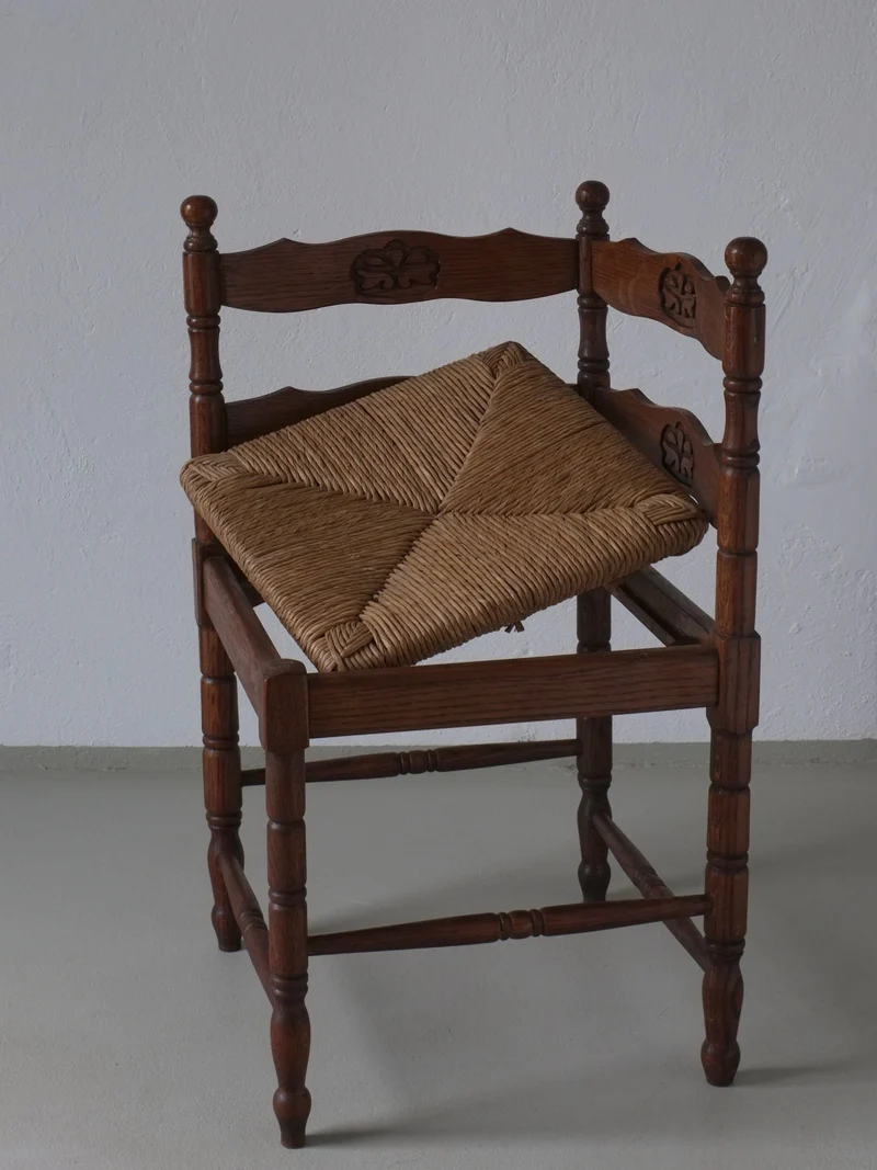 Carved Oak Corner Chair, 1950s