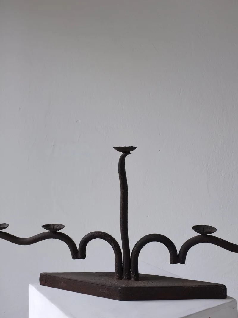 Large Brutalist Wrought Iron Candelabra, 1960s